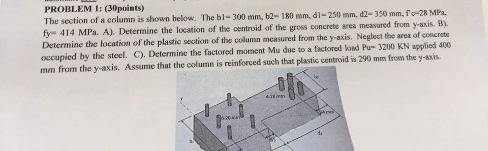 Solved PROBLEM 1: (30points) The section of a column is | Chegg.com
