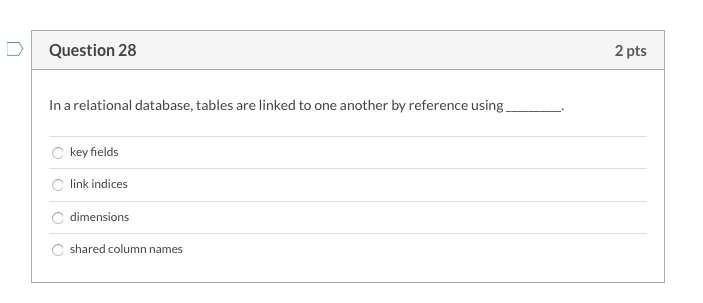 Solved Question 28 2 pts In a relational database, tables | Chegg.com