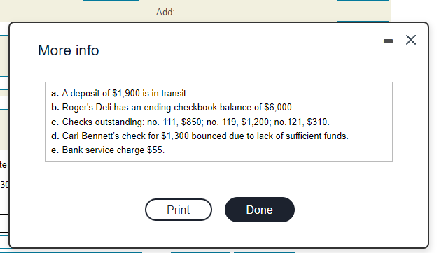 Solved (1) Complete The Bank Reconciliation For Roger's | Chegg.com