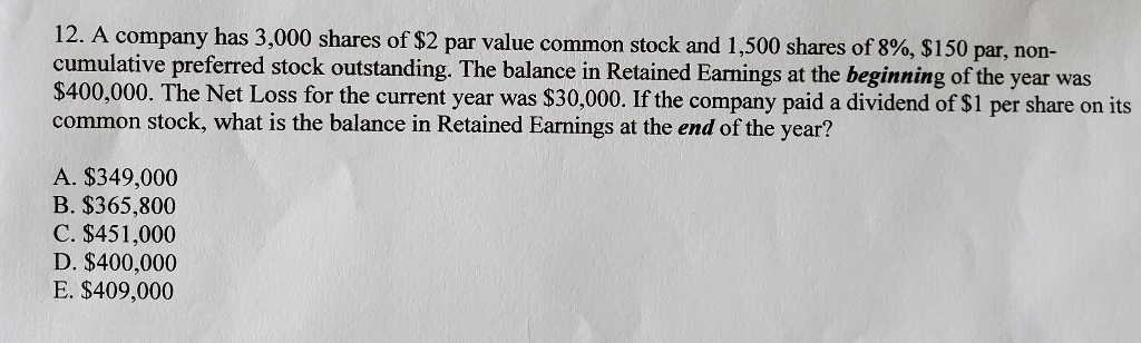 Solved 12. A Company Has 3,000 Shares Of $2 Par Value Common | Chegg.com