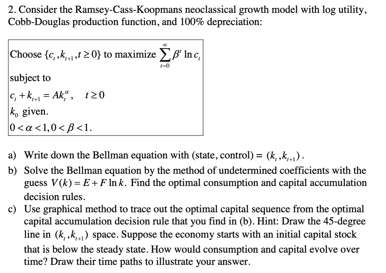 Solved 2. Consider the RamseyCassKoopmans neoclassical