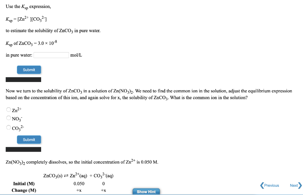 Solved TUTOR The Common Ion Effect initial concentrations | Chegg.com