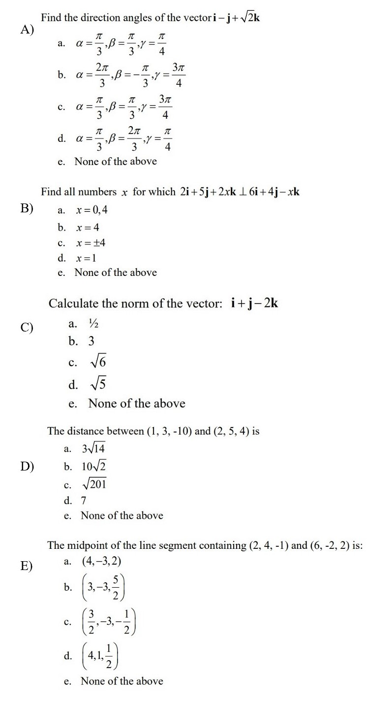 Solved Find The Direction Angles Of The Vectori J V2k A Chegg Com