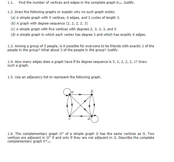 Solved 1.1. Find The Number Of Vertices And Edges In The | Chegg.com