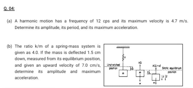 Solved Q. 04: (a) A harmonic motion has a frequency of 12 | Chegg.com