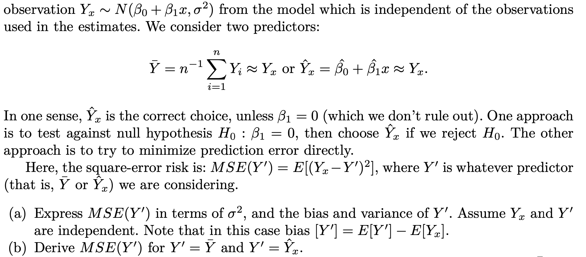 Solved Problem 7.8 Suppose We Are Given Simple Linear | Chegg.com