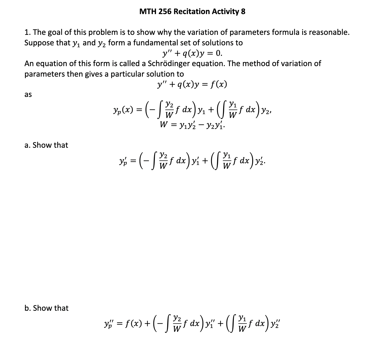 Solved MTH 256 ﻿Recitation Activity 8The goal of this | Chegg.com