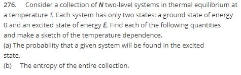 Solved 276. Consider a collection of N two-level systems in | Chegg.com