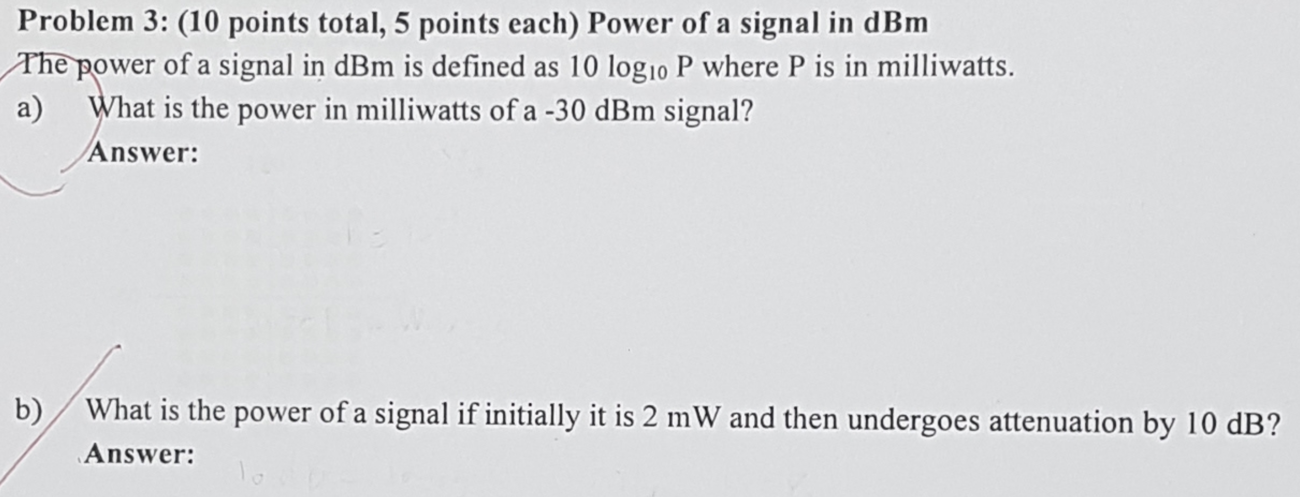 Solved Problem 3: (10 points total, 5 points each) Power of | Chegg.com