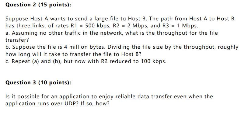 Solved Suppose Host A Wants To Send A Large File To Host B. | Chegg.com