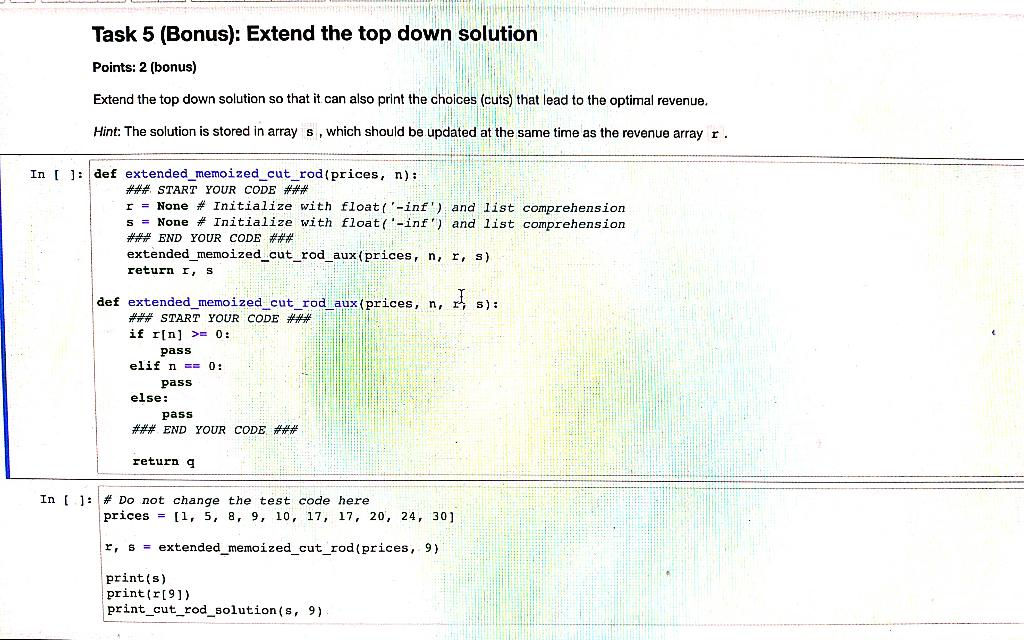 Solved Task 5 (Bonus) Extend the top down solution Points