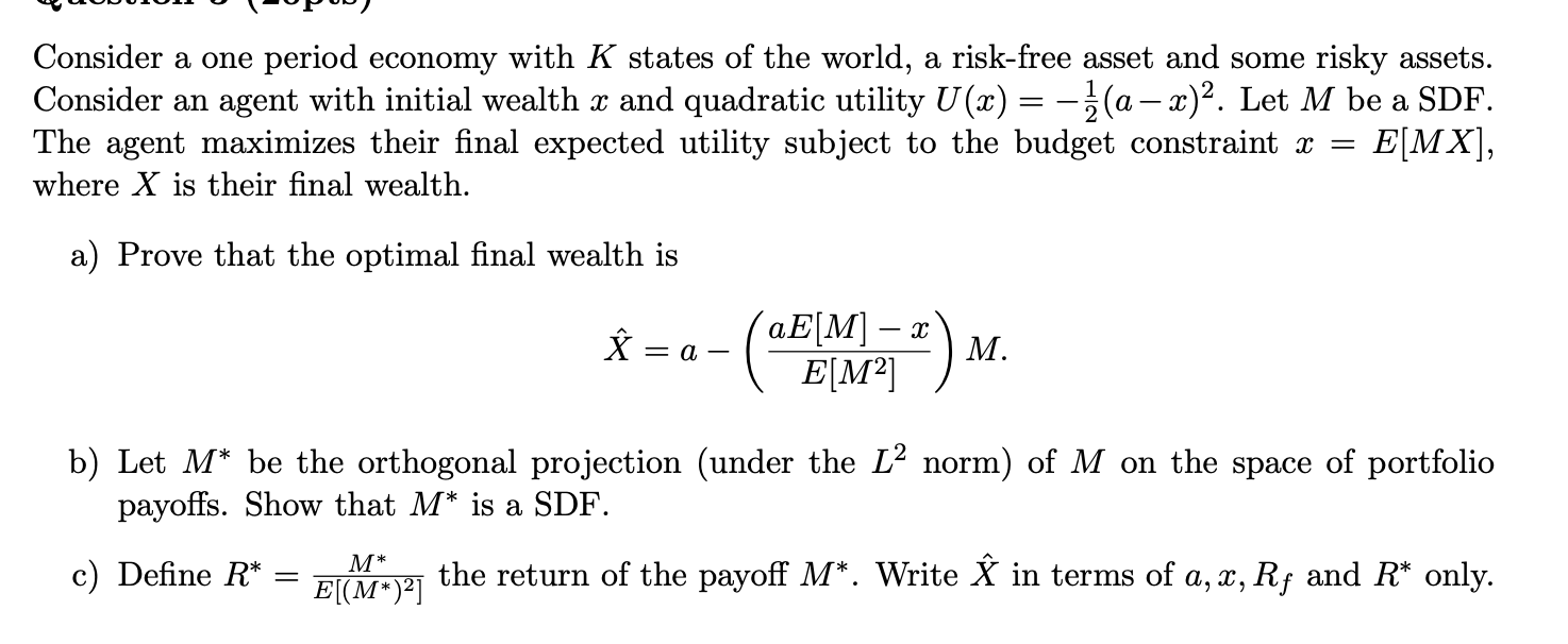 Uudvi011 Op Consider A One Period Economy With Chegg Com