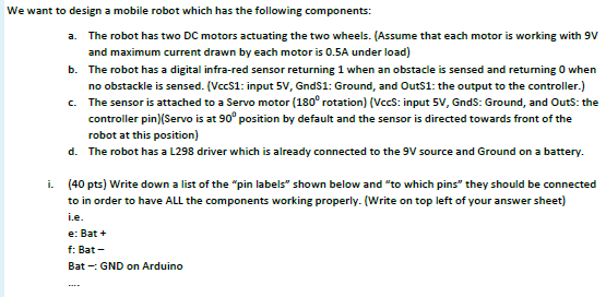Solved We want to design a mobile robot which has the | Chegg.com
