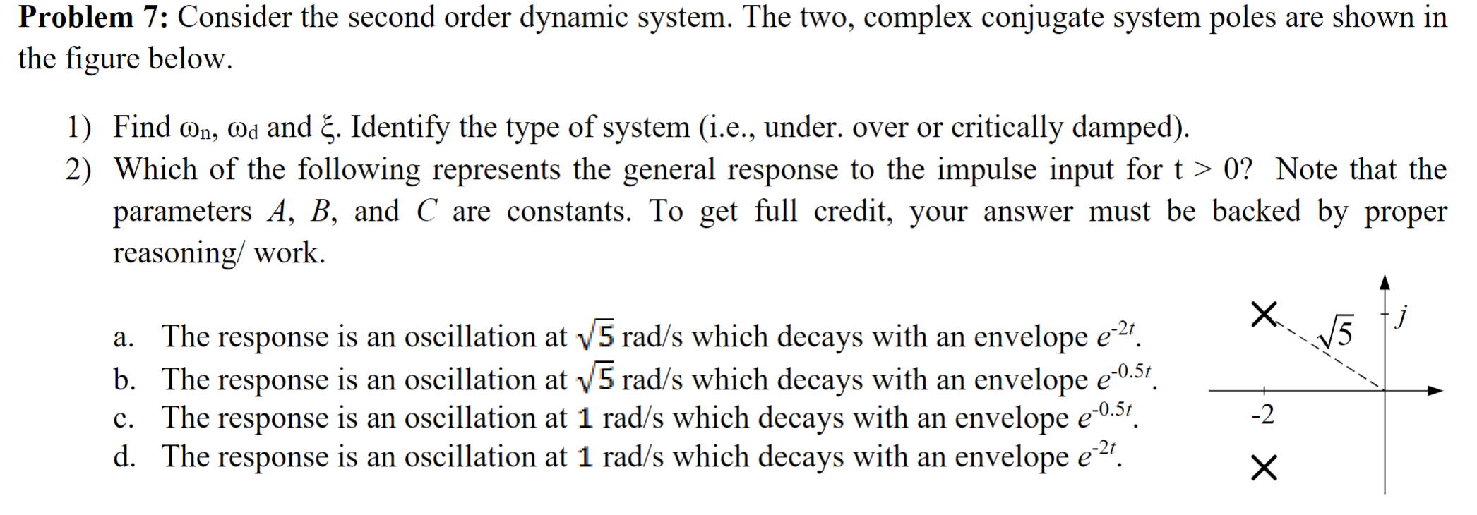 Solved Problem 7: Consider The Second Order Dynamic System. | Chegg.com