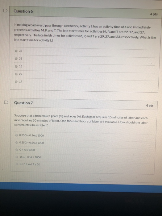 Solved Question 6 4 pts In making a backward pass through a