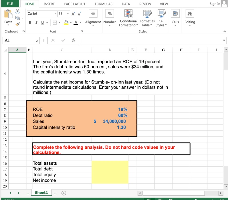 Solved I have to fill in the yellow cells with Excel | Chegg.com