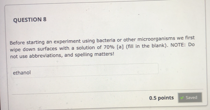 Solved QUESTION 8 Before starting an experiment using | Chegg.com