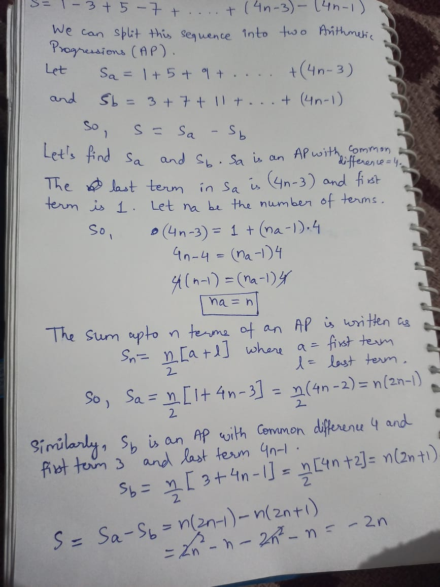 Question 2 Find A Formula For 1 3 5 7 4n 3 4n 1 And Prove That It Is Correct For All N Essay Streak