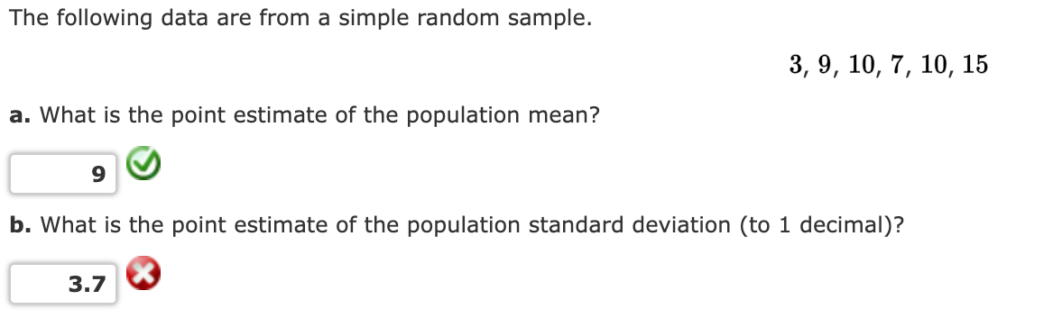Solved The following data are from a simple random sample. | Chegg.com