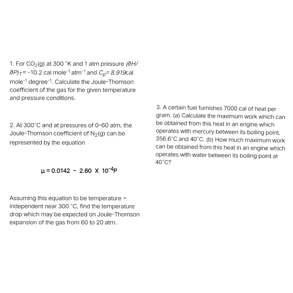 Solved 1 For Co2 G At 300 K And 1 Atm Pressure H Op Chegg Com