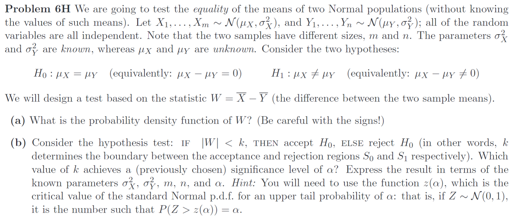 Solved Problem 6H We are going to test the equality of the | Chegg.com