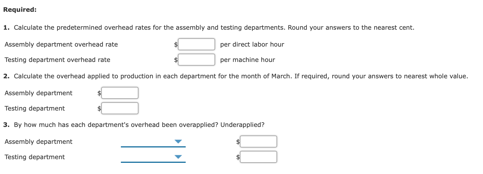 Solved Calculating Departmental Overhead Rates and Applying