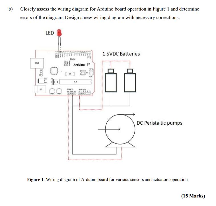 Solved b) Closely assess the wiring diagram for Arduino | Chegg.com