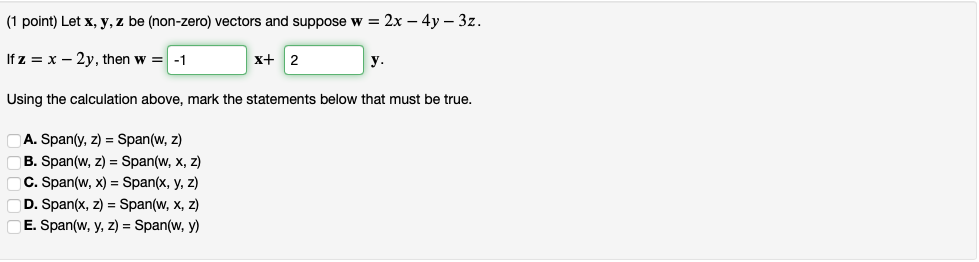 Solved (1 Point) Let X, Y, Z Be (non-zero) Vectors And | Chegg.com