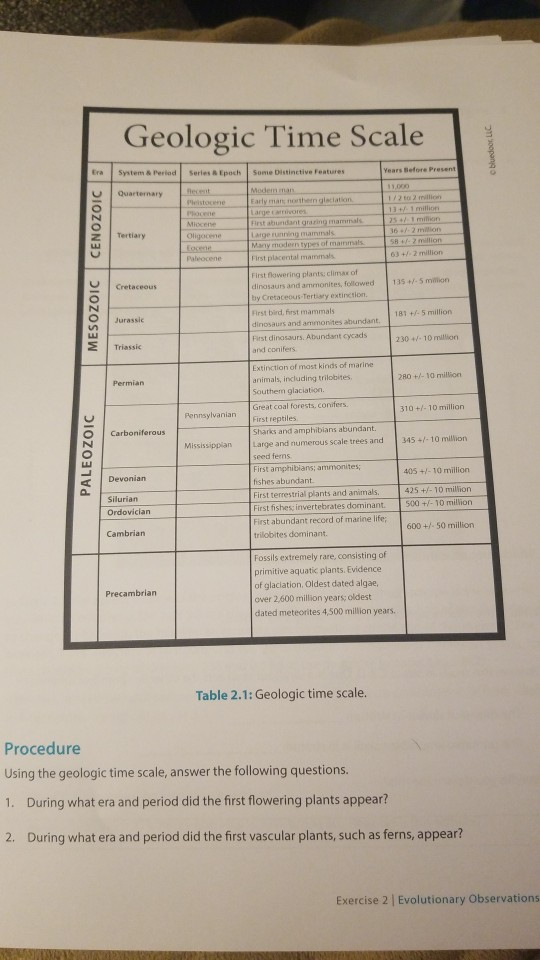 Geologic time scale activity answer key image
