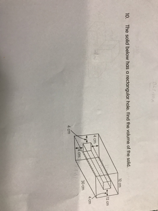 Solved The solid below has a rectangular hole. Find the | Chegg.com