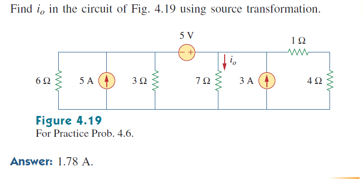 Solved Find o in the circuit of Fig. 4.19 using source | Chegg.com