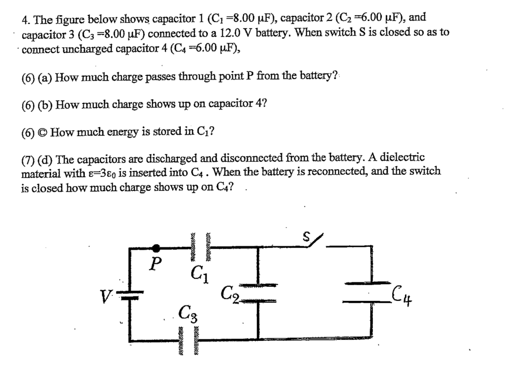 Solved 4 The Figure Below Shows Capacitor 1 C 800 Uf