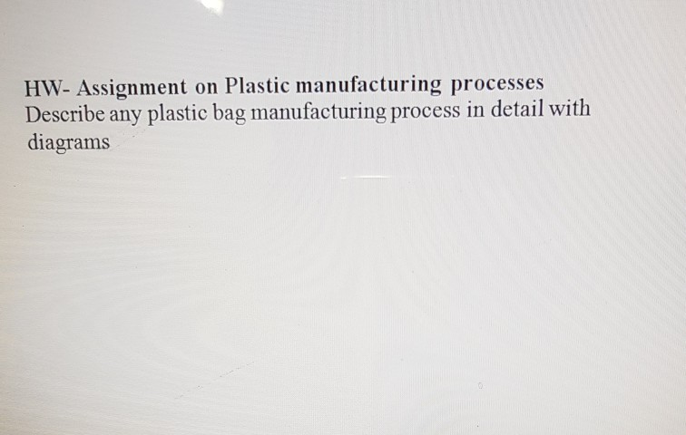 HW- Assignment On Plastic Manufacturing Processes | Chegg.com