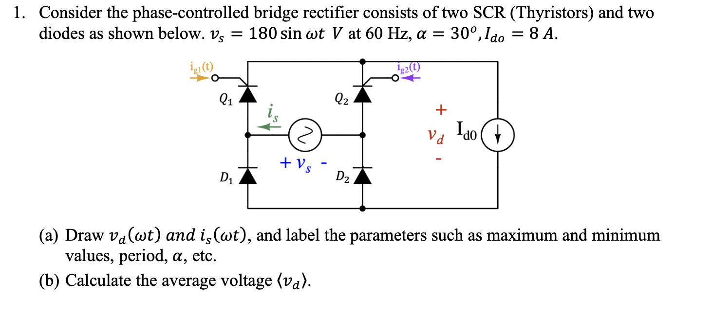 Solved Consider the phasecontrolled bridge rectifier