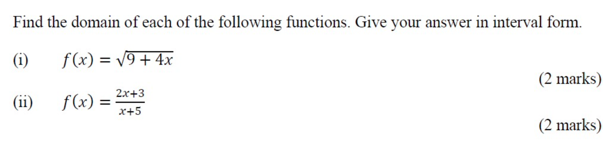 Solved Find the domain of each of the following functions. | Chegg.com