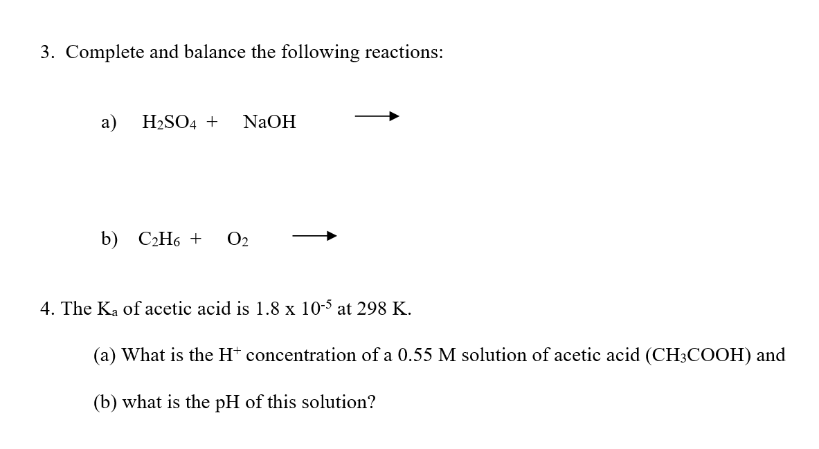 Solved 3. Complete and balance the following reactions: a) | Chegg.com