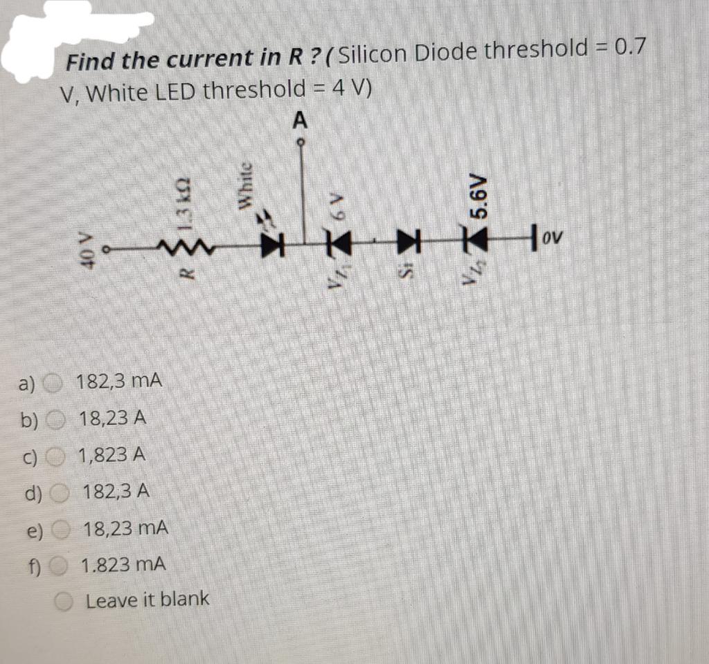 Solved Find The Current In R Silicon Diode Threshold Chegg Com