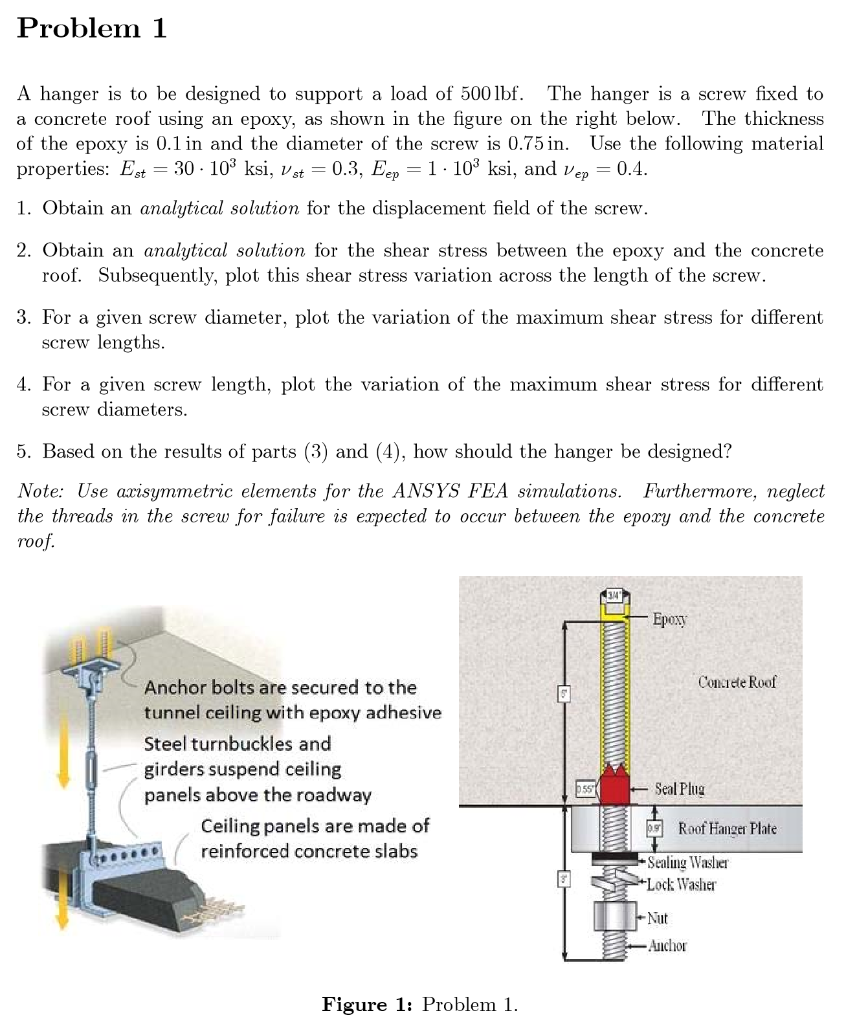 Problem 1 A Hanger Is To Be Designed To Support A