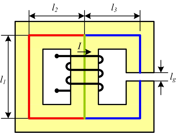 Solved Picture shows a magnetic core with three branches and | Chegg.com