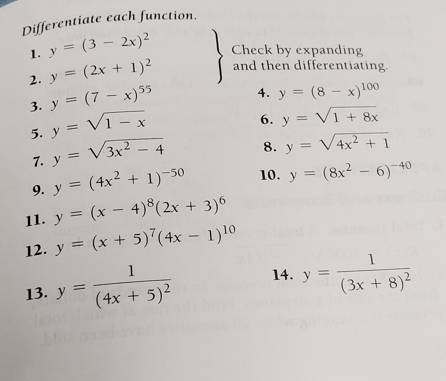 Solved Differentiate Each Function 1 Y 3 2x 2 2 Y Chegg Com