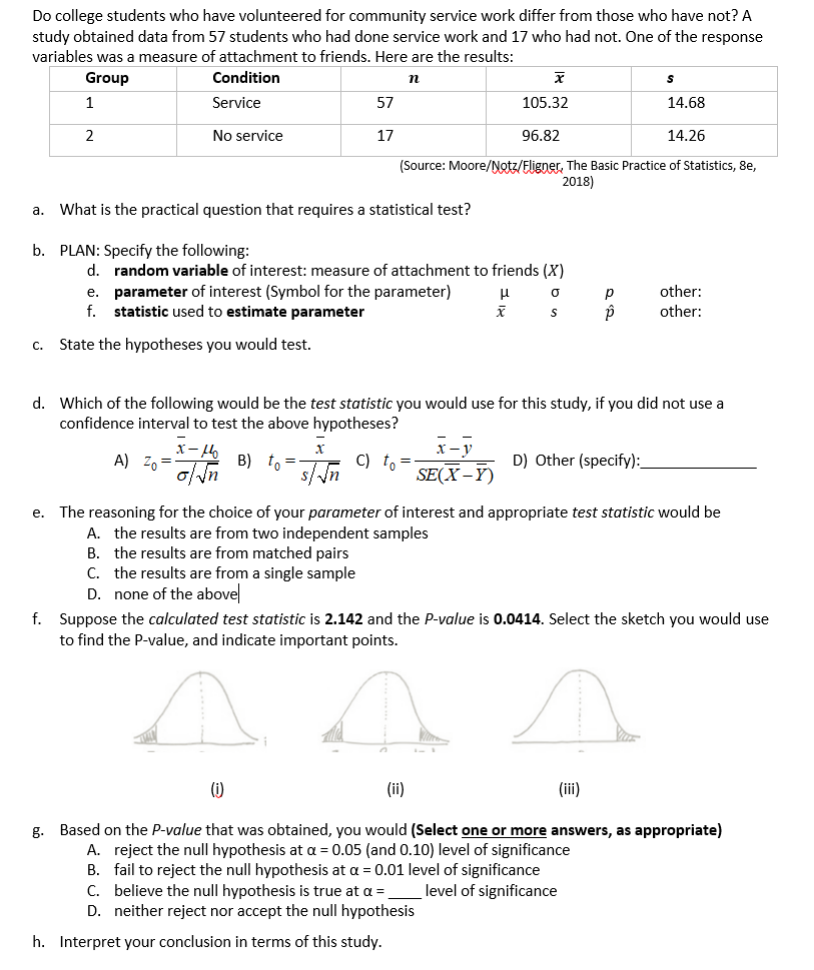 Solved Do College Students Who Have Volunteered For Chegg