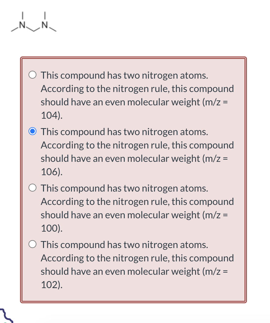 Solved ________ O This compound has two nitrogen atoms. | Chegg.com