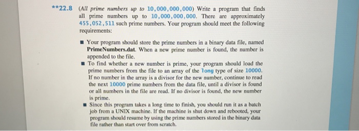Solved *22.8 (All prime numbers up to 10,000,000,000) Write | Chegg.com