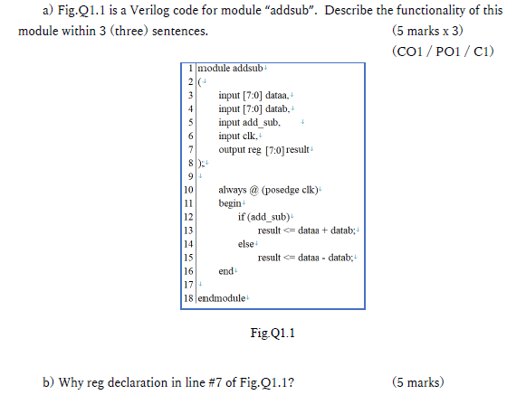 Solved + a) Fig.21.1 is a Verilog code for module “addsub