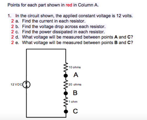 Solved Points for each part shown in red in Column A. 1. In | Chegg.com