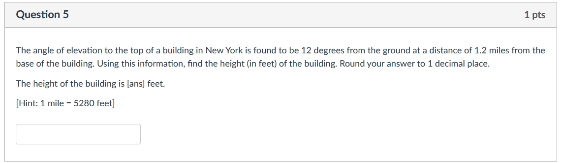 Solved The Angle Of Elevation To The Top Of A Building In | Chegg.com