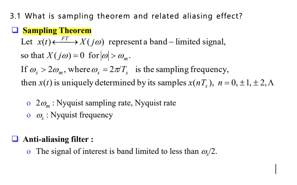 Solved What Exactly Is The Sampling Theorem And Aliasing 1324