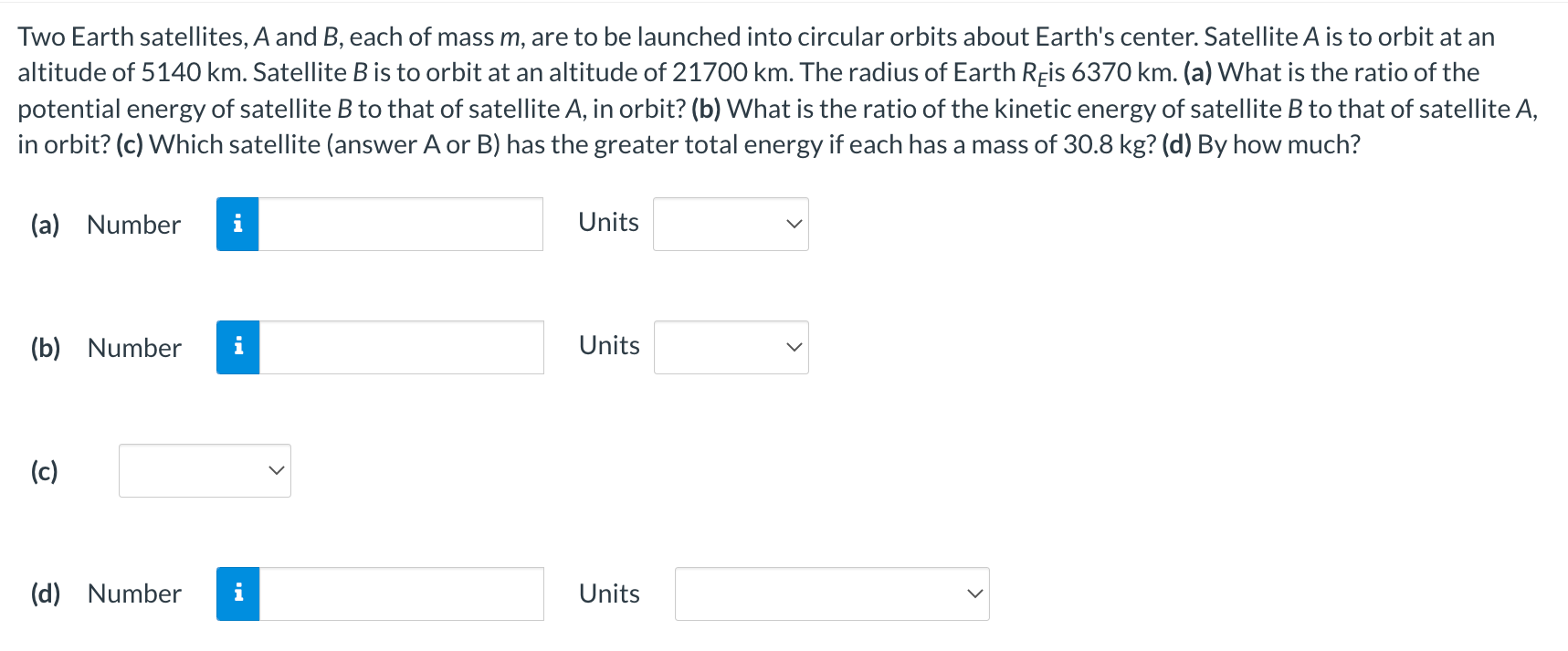 Solved Two Earth Satellites, A And B, Each Of Mass M, Are To | Chegg.com