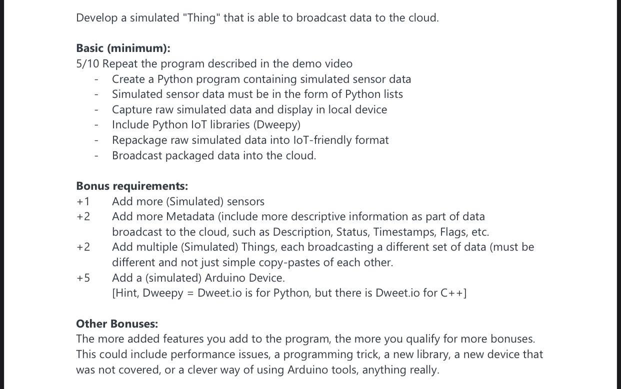 Develop a simulated "Thing" that is able to broadcast | Chegg.com