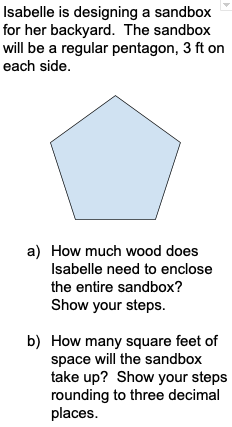Solved Isabelle is designing a sandbox for her backyard. The | Chegg.com